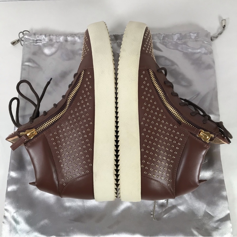 NEW Giuseppe Zanotti Brown Eyelet Sneaker Shoes Size EU 45= 12 (US) - Picture 5 of 12